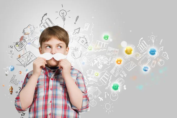 Boy with mustache — Stock Photo, Image