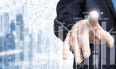 İş ve Finans grafik ve parmak