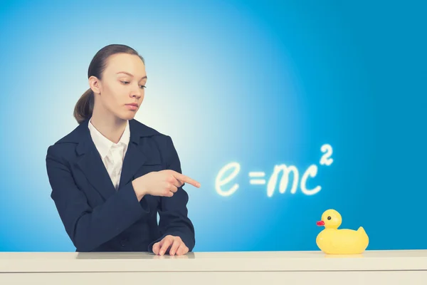 Woman and duck — Stock Photo, Image