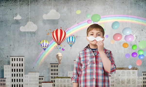 Niño con bigote —  Fotos de Stock