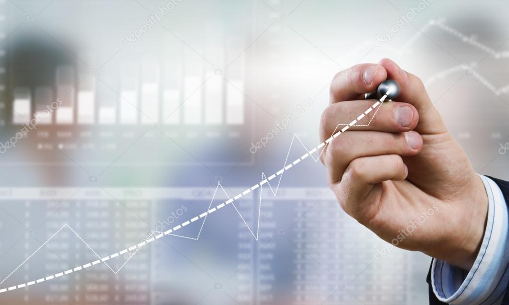 Business and finance chart and finger