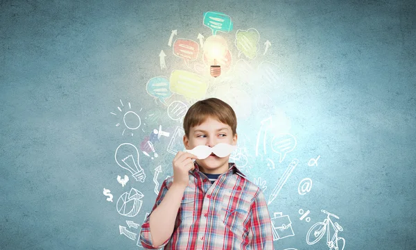 Niño con bigote — Foto de Stock