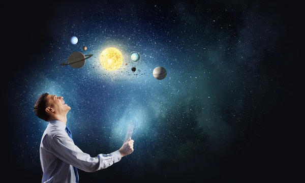 Man exploring space — Stock Photo, Image
