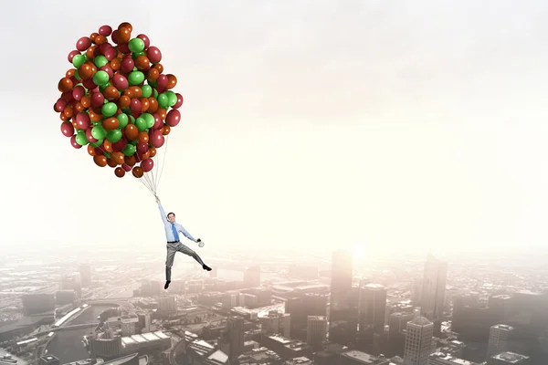 Man flying in sky — Stock Photo, Image