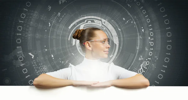 Girl and technologies of the future — Stock Photo, Image