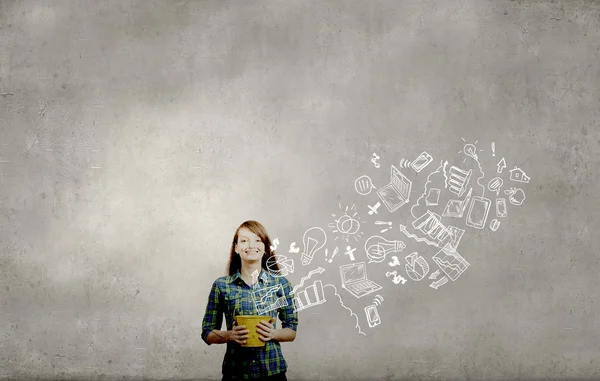 Young girl holding bucket — Stock Photo, Image