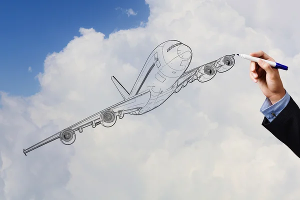 Drawn airplane — Stock Photo, Image