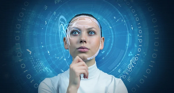 Girl and technologies of the future — Stock Photo, Image