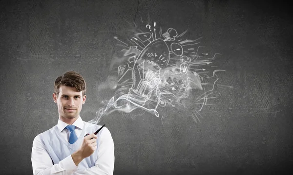 Hombre de negocios y humo de pipa — Foto de Stock