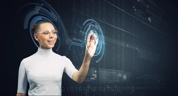 Girl and technologies of the future — Stock Photo, Image