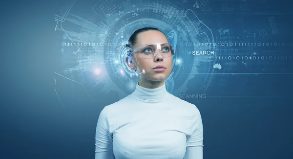 Girl and technologies of the future — Stock Photo, Image