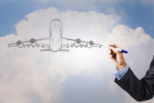 Drawn airplane — Stock Photo, Image