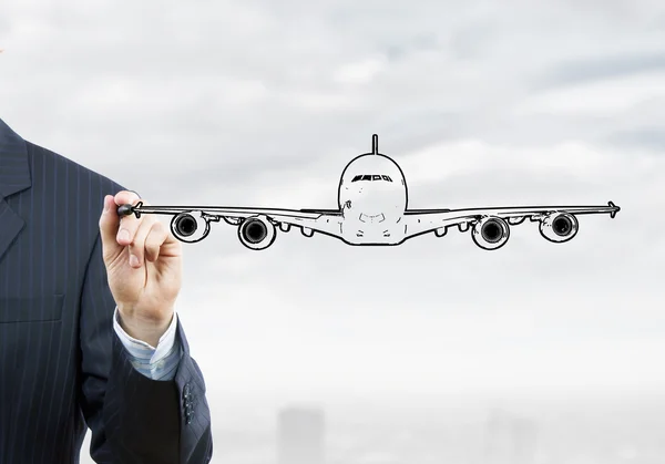 Drawn airplane — Stock Photo, Image