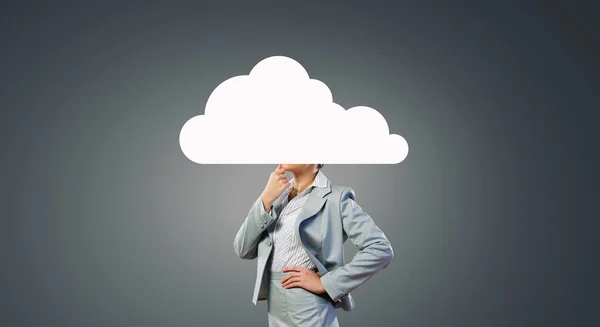 Woman with cloud head — Stock Photo, Image