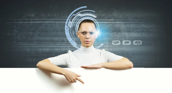 Girl and technologies of the future — Stock Photo, Image