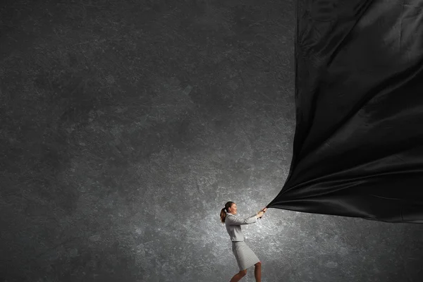 Banner de tela de tirón de mujer de negocios —  Fotos de Stock