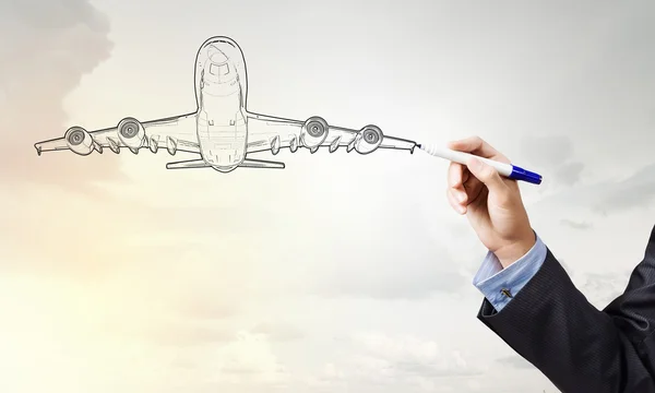 Drawn airplane — Stock Photo, Image