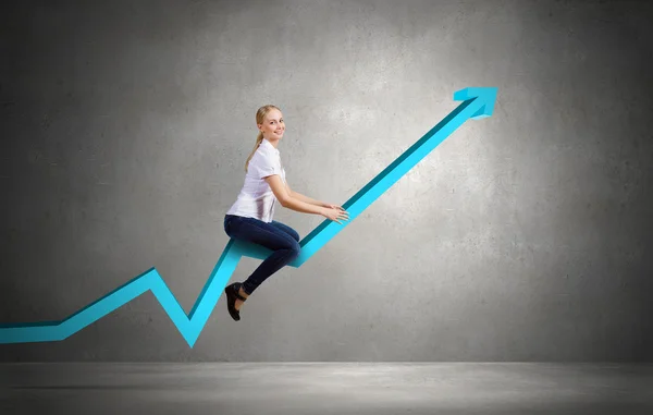 Businesswoman ride graph — Stock Photo, Image