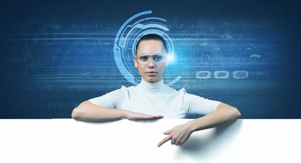 Meisje en technologieën van de toekomst — Stockfoto