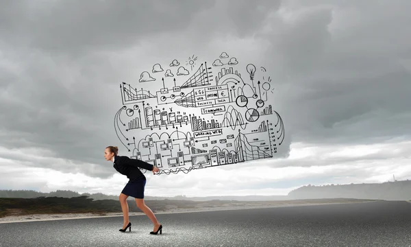 Woman carrying ideas — Stock Photo, Image