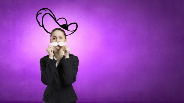 Femme avec moustache — Photo