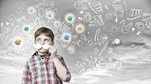 Boy with mustache — Stock Photo, Image