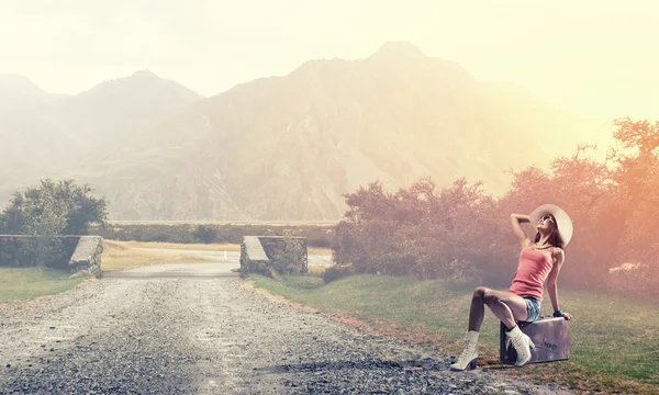 Young free hitchhiker — Stock Photo, Image