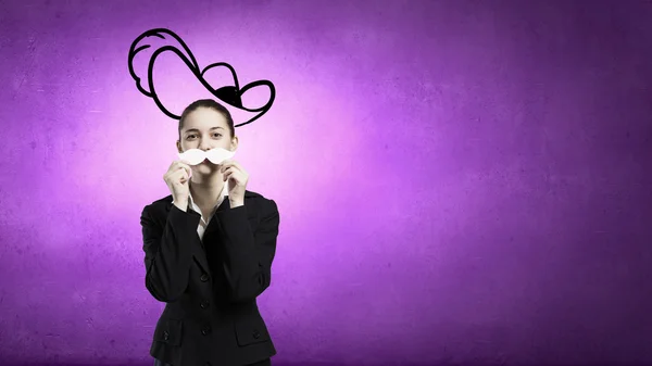 Femme avec moustache — Photo