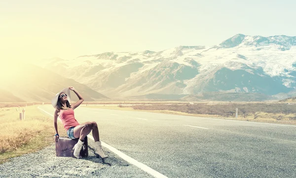 Young free hitchhiker — Stock Photo, Image