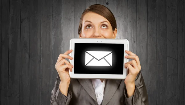 Woman with tablet — Stock Photo, Image