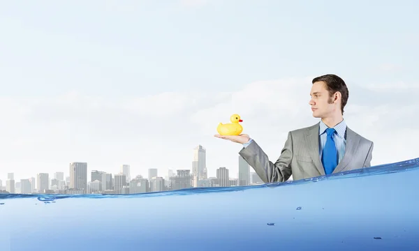 Empresario con pato — Foto de Stock