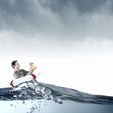 İşadamı ördek ile