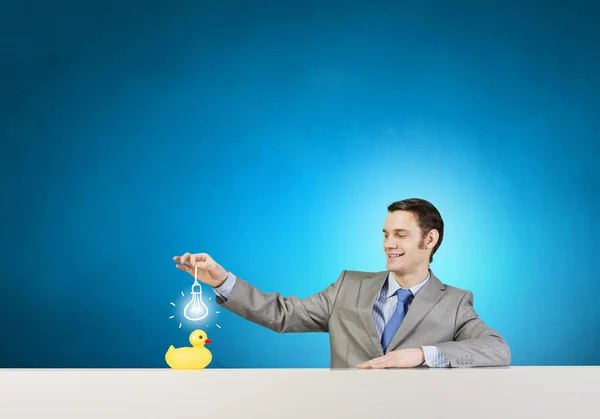 Businessman with duck — Stock Photo, Image