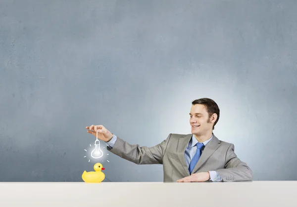 Businessman with duck — Stock Photo, Image
