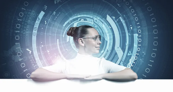 Girl and technologies of the future — Stock Photo, Image