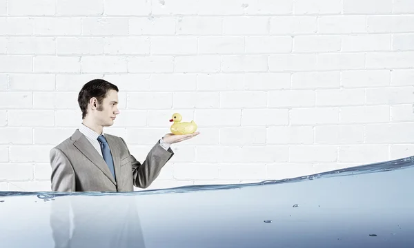 Businessman with duck — Stock Photo, Image