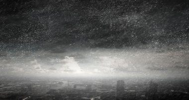 Yağmurlu şehir altında