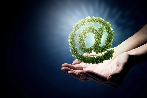 Green grass email symbol — Stock Photo, Image