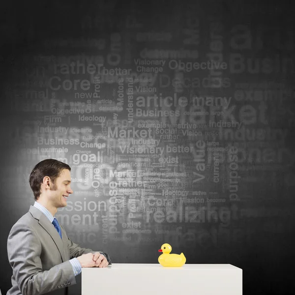 Businessman with duck — Stock Photo, Image