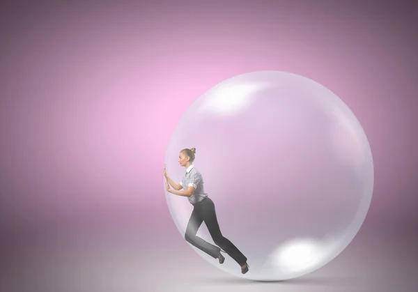 Woman in soap bubble — Stock Photo, Image