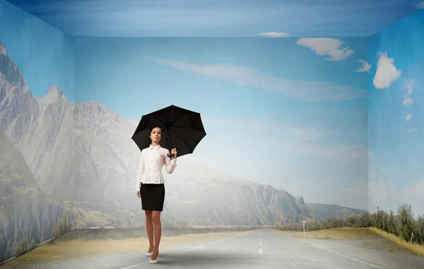 Woman with umbrella — Stock Photo, Image