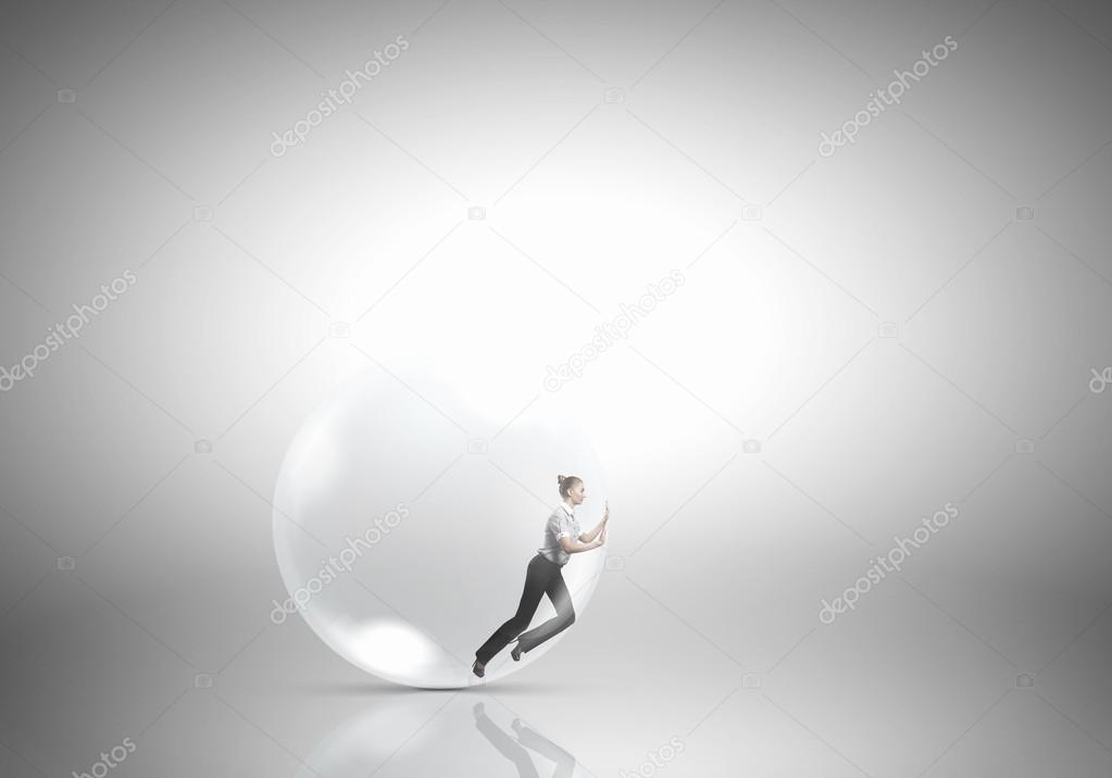 Woman in soap bubble
