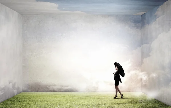 Woman with umbrella — Stock Photo, Image