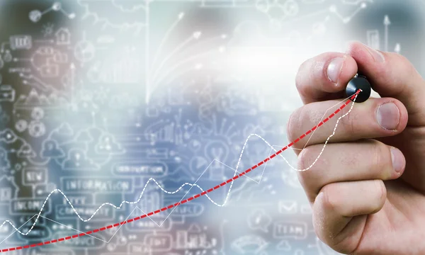 Företag och finans diagram och finger — Φωτογραφία Αρχείου