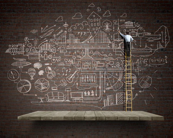 Ideas de negocios en la pared — Foto de Stock