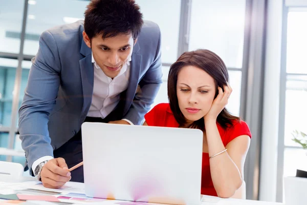 Two young business collegue in office — Stock Photo, Image