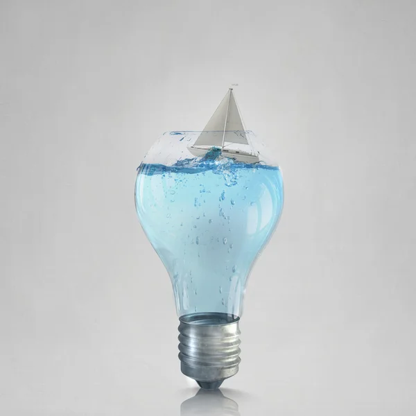 Bulb with boat inside — Stock Photo, Image