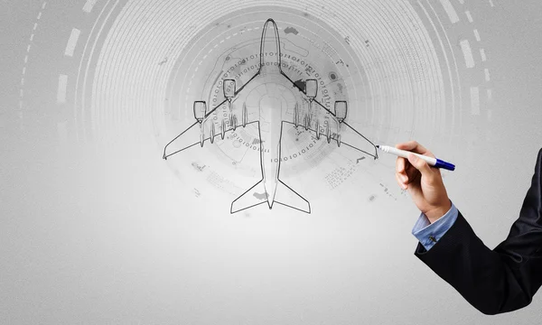 Drawn airplane. Concept image — Stock Photo, Image