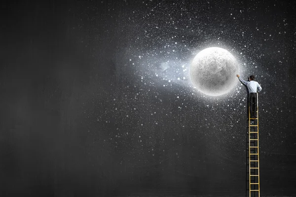 Reaching moon. Concept image — Stock Photo, Image