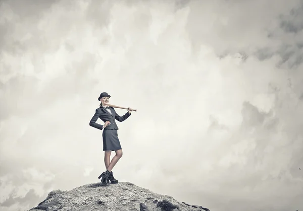 Woman with baseball bat — Stock Photo, Image